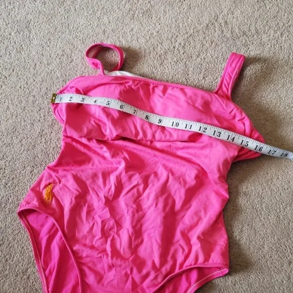 Polo Ralph Lauren Preppy Pink one Piece Barbiecore Swimsuit M - Picture 4 of 6